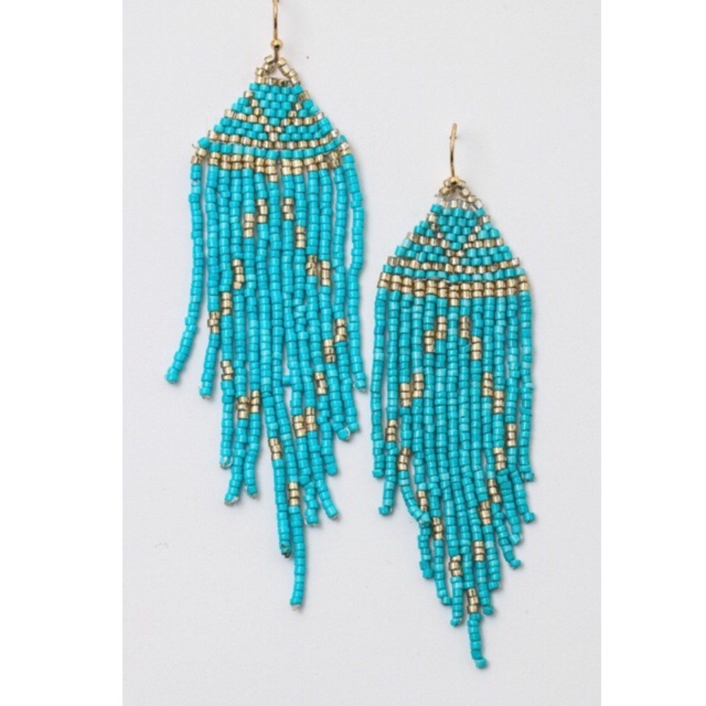 Last 1! 🌟Beaded Tassel Earrings - Picture 2 of 3